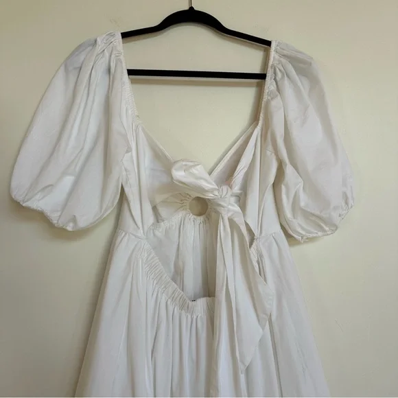 Abercrombie & Fitch White Puff Sleeve ORing Dress Size Medium - Picture 5 of 12